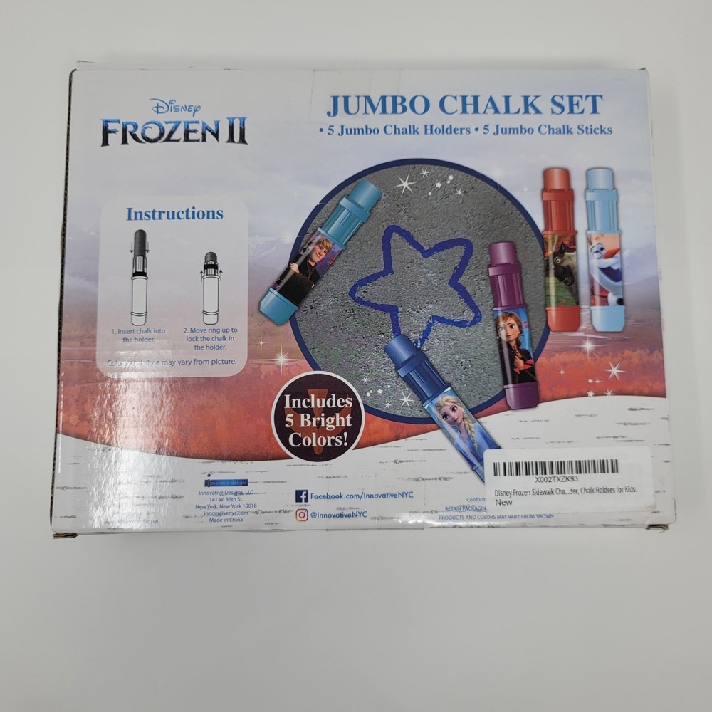 Disney Frozen II Jumbo Chalk Set 5 Holders & Chalk Sticks Outdoor Fun - Picture 4 of 4